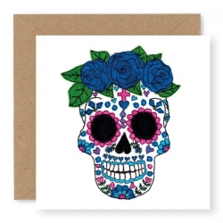 Carte T de mort mexicaine bleue